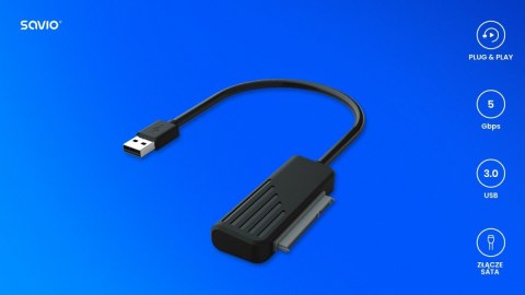 Adapter SATA żeński - USB 3.0 męski do dysków 2,5, AK-38 Adapter SATA żeński - USB 3.0 męski do dysków 2,5, AK-38