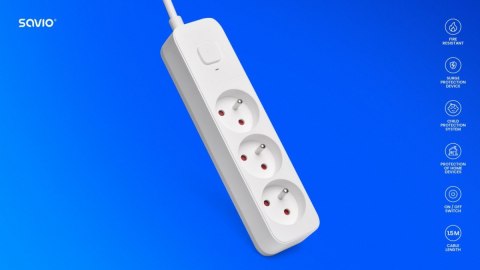 Listwa zasilająca przeciwprzepięciowa 3 gniazda, 1.5 m, LZ-07 Listwa zasilająca przeciwprzepięciowa 3 gniazda, 1.5 m, LZ-07