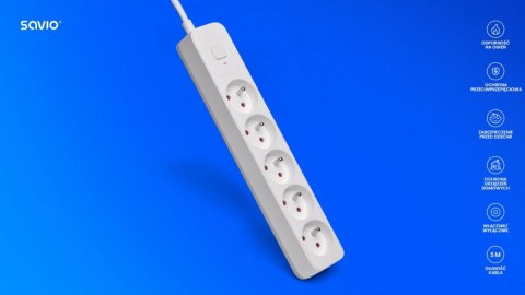 Listwa zasilająca przeciwprzepięciowa 5 gniazd, 5m, LZ-10 Listwa zasilająca przeciwprzepięciowa 5 gniazd, 5m, LZ-10